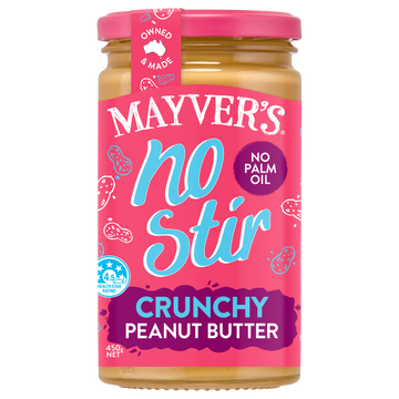 MAYVER'S NO STIR CRUNCHY PEANUT BUTTER 450g