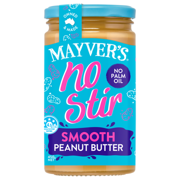 MAYVER'S NO STIR SMOOTH PEANUT BUTTER 450g