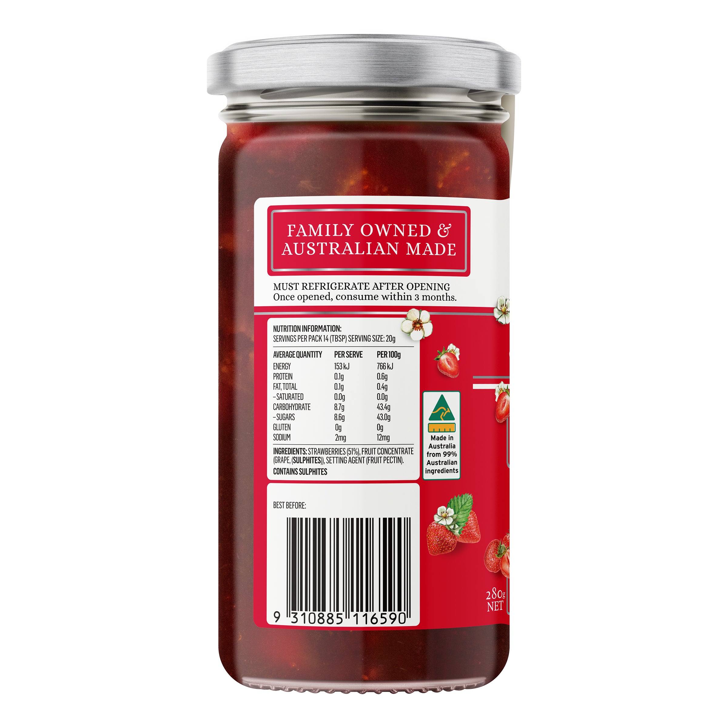 STRAWBERRY FRUIT SPREAD 280g