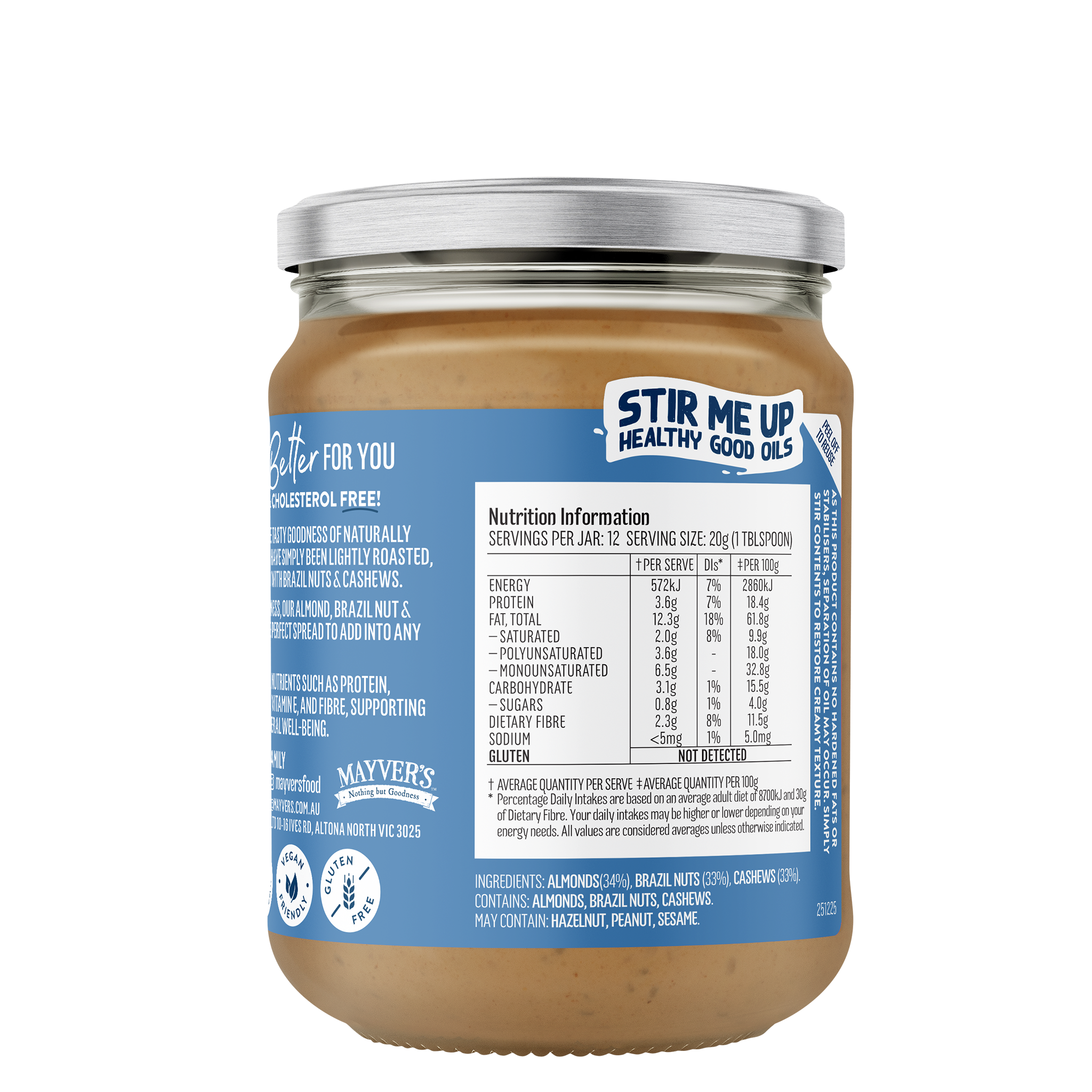 ALMOND, BRAZIL NUTS & CASHEW SPREAD 240g