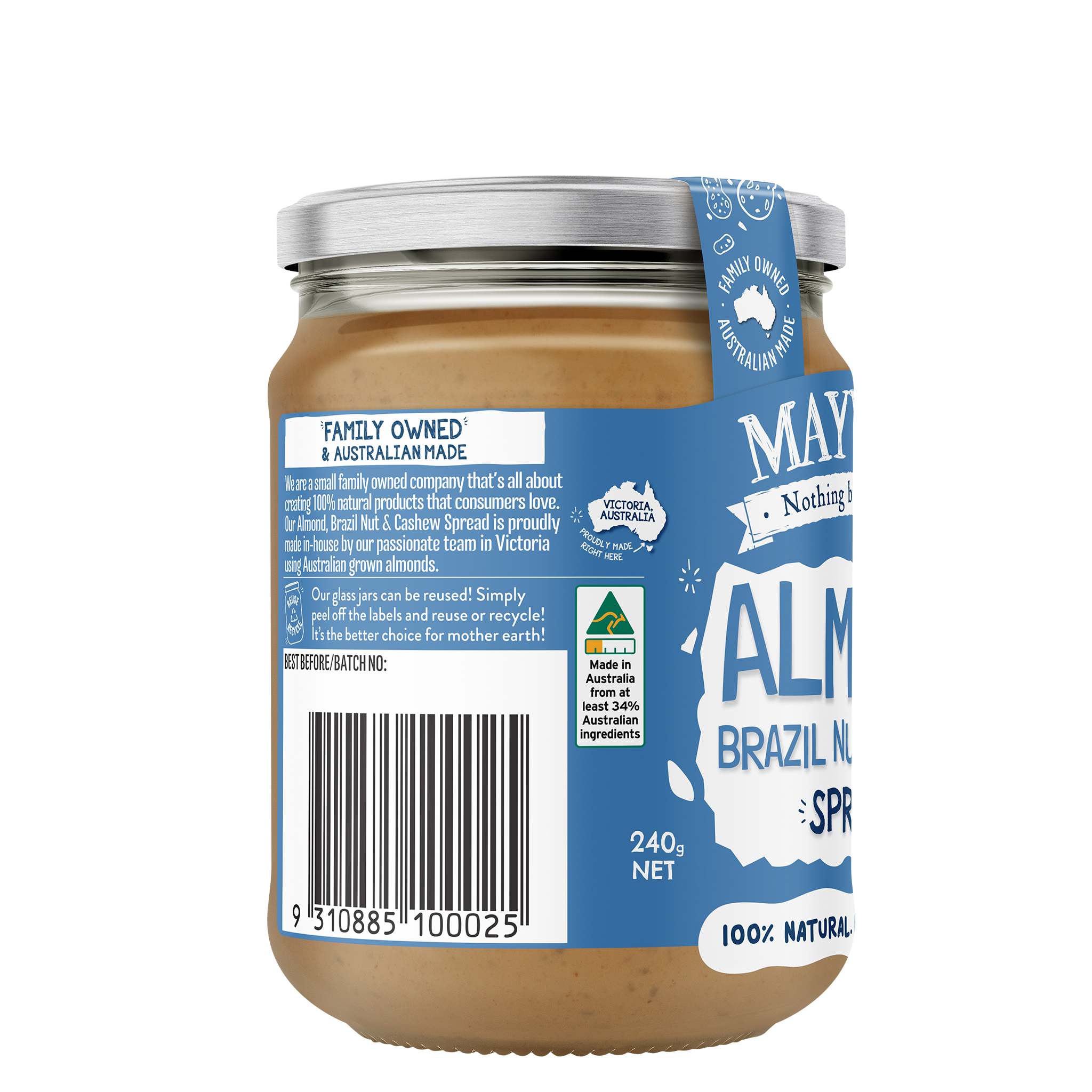 ALMOND, BRAZIL NUTS & CASHEW SPREAD 240g