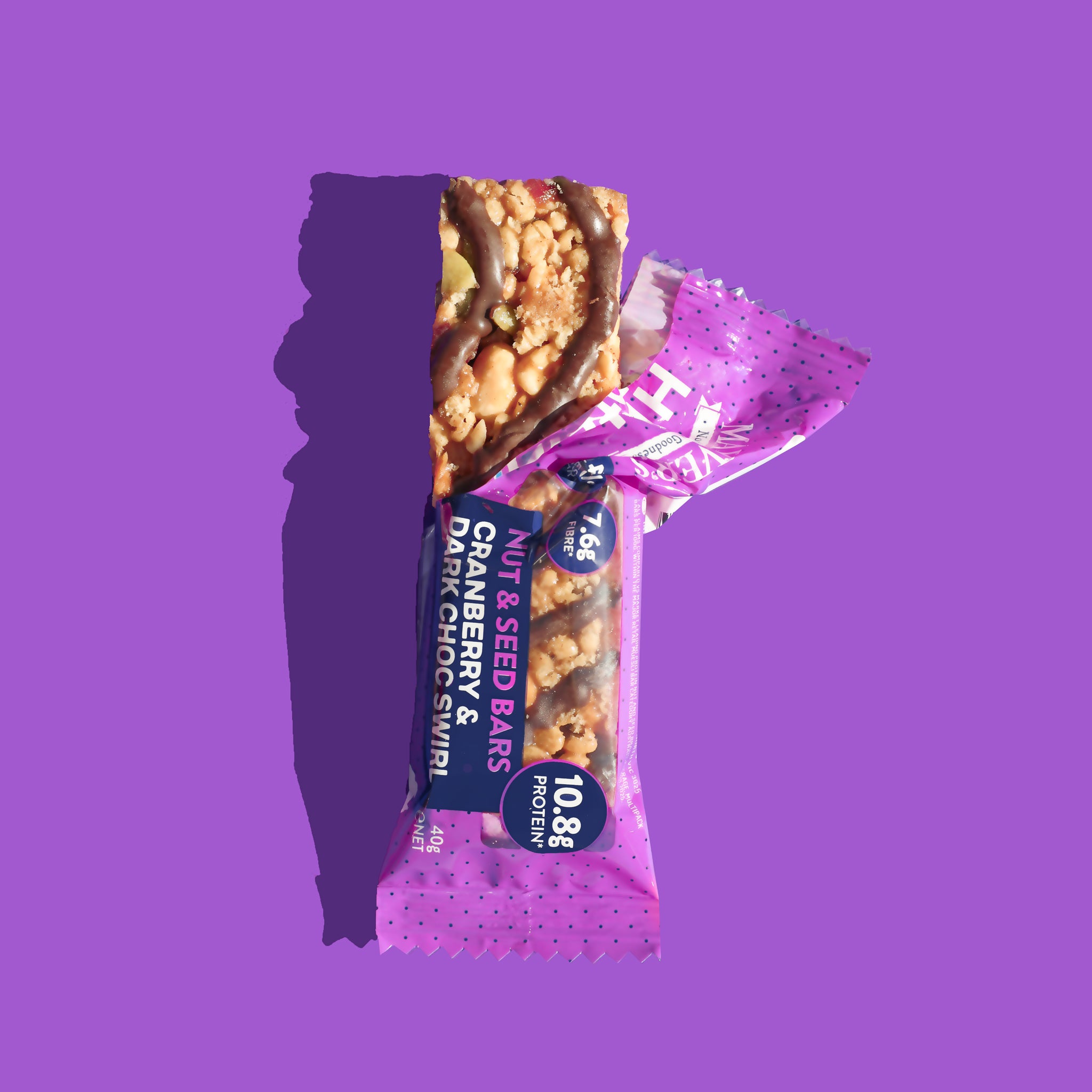 MAYVER'S HIGH PROTEIN+ CRANBERRY & DARK CHOC SWIRL NUT & SEED BAR (5pk)