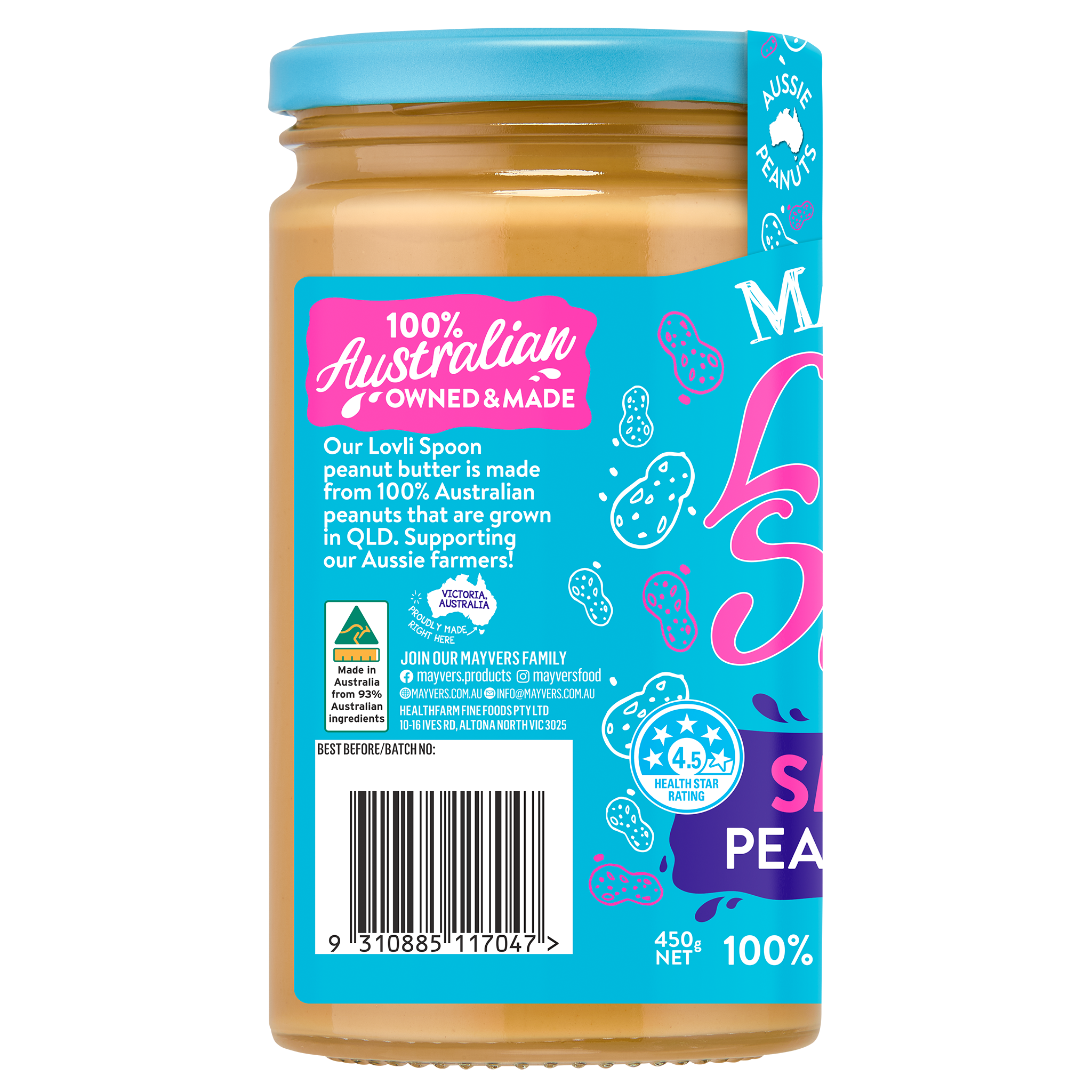 LOVLI SPOON SMOOTH PEANUT BUTTER 450g