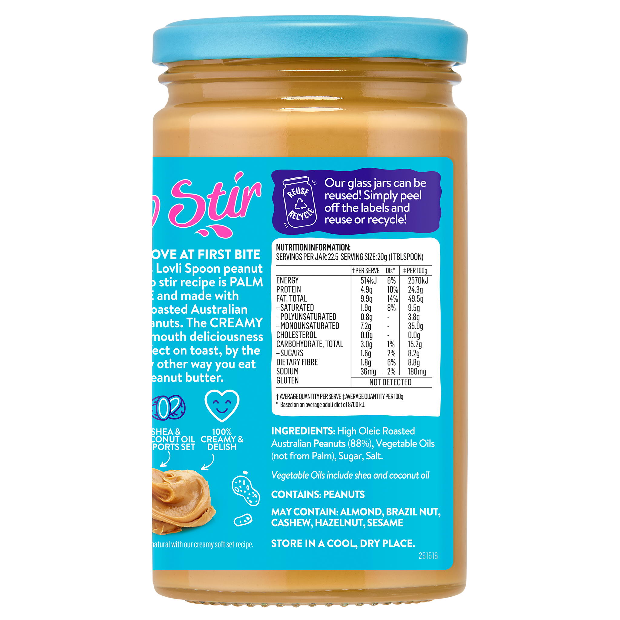 LOVLI SPOON SMOOTH PEANUT BUTTER 450g