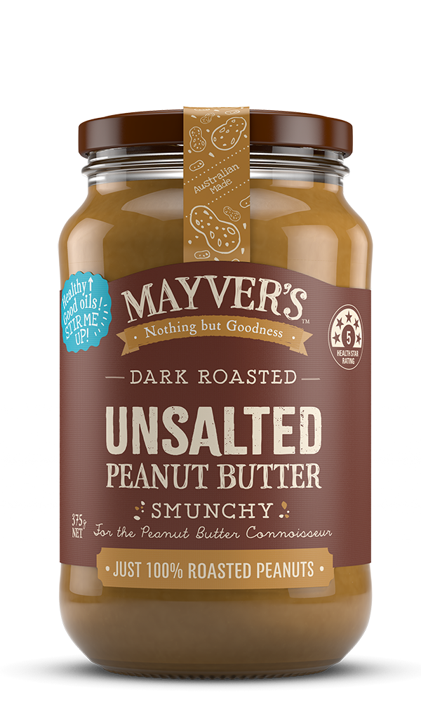 Mayvers-Peanut Butter-Unsalted-Dark-Roasted-375g