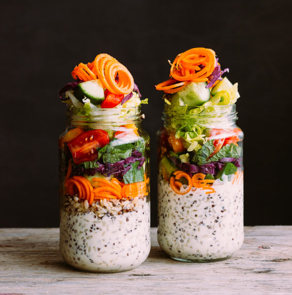 Tahini Vegetarian Rainbow Salad Jar