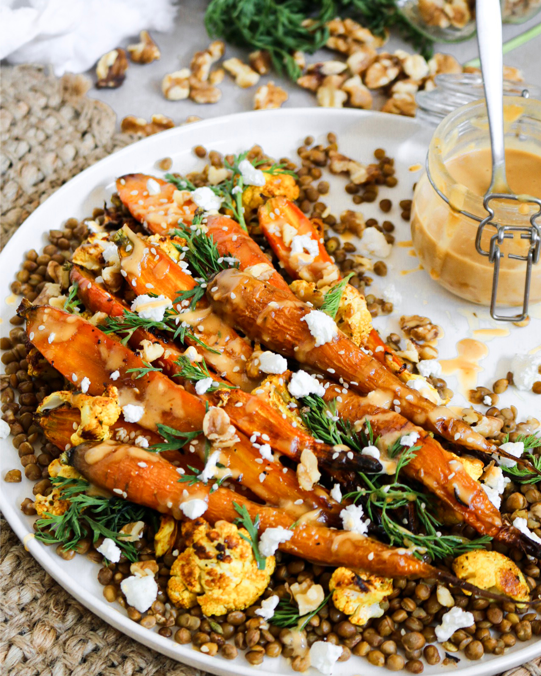 Mayvers - Honey Roast Carrots with Tahini Peanut Sauce