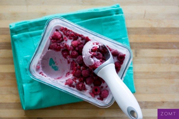 Coconut Tahini Raspberry Ice Cream